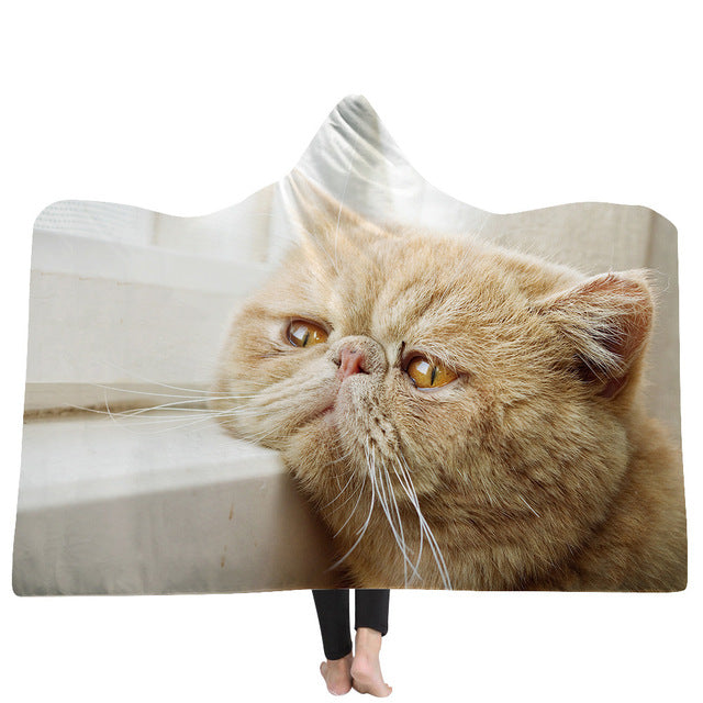 Cat and Dog Hooded Blanket