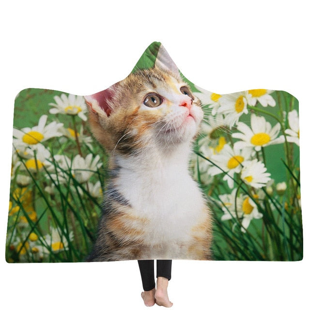 Cat and Dog Hooded Blanket