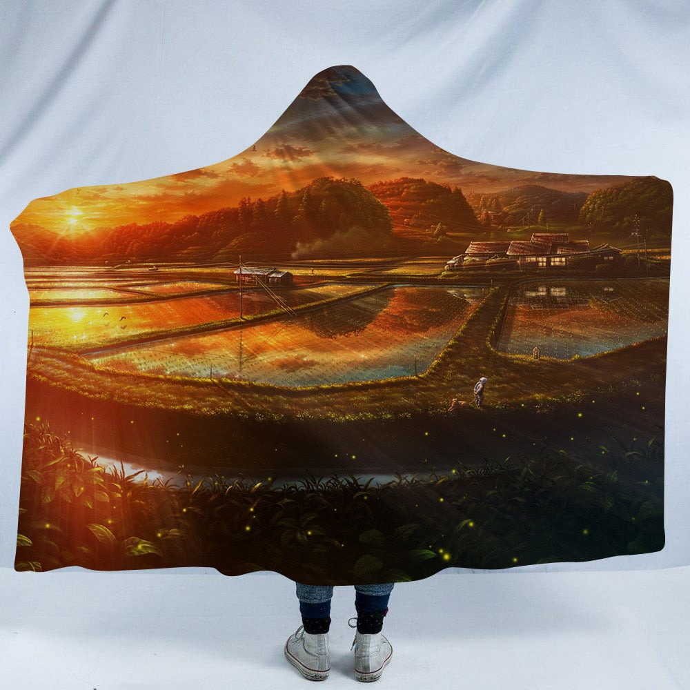 Psychedelic Scenery Hooded Blankets