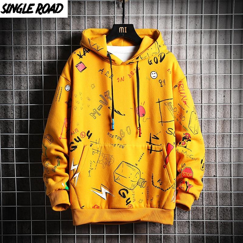 Fast Shipping Single Road Trendy Japanese Yellow Anime Hoodie