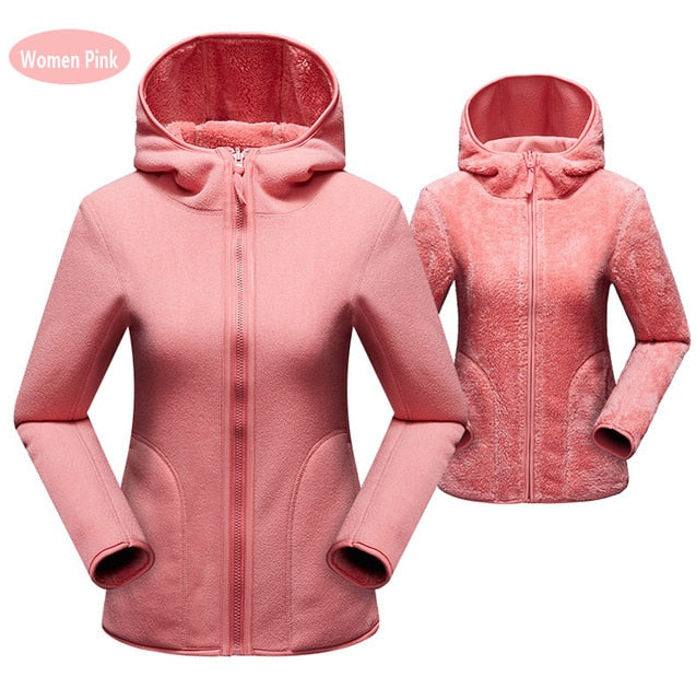 Unisex Reversible Men and Women Hoodie Winter Warm Polar/Coral Fleece Hooded Jacket