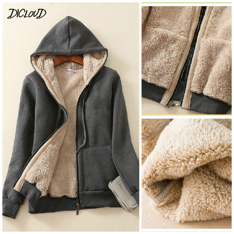 Womens Cashmere Winter Warm Hooded Coat