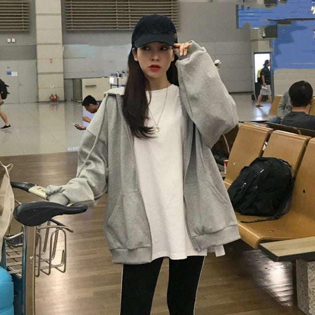 Women Oversized Hoodies for Autumn Korean Version EA00513 GREY XL