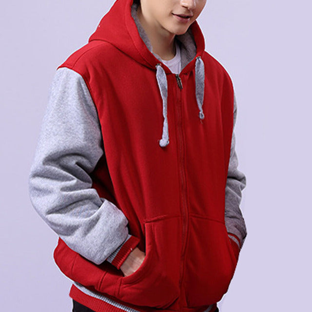 Up to 7XL Winter Warm Hoodies for Men Red XXL