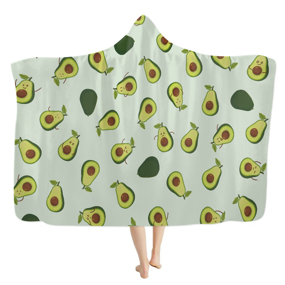 3D Printed Fluffy Hooded Cartoon Avocado Wearable Blanket