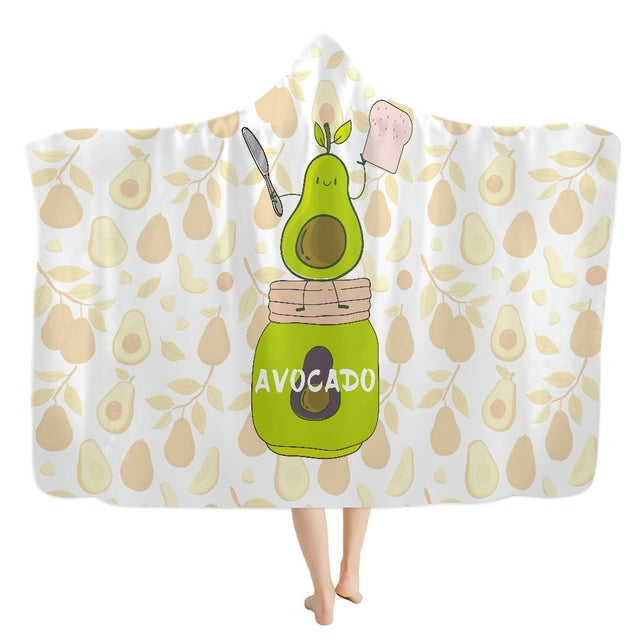 3D Printed Fluffy Hooded Cartoon Avocado Wearable Blanket