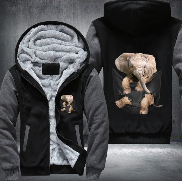 Cute Elephant Thick Zip-up Winter Hoodie