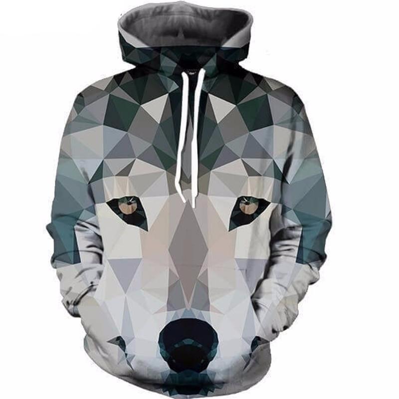 Geometric Wolf Grey Hoodie - The Hoodie Store