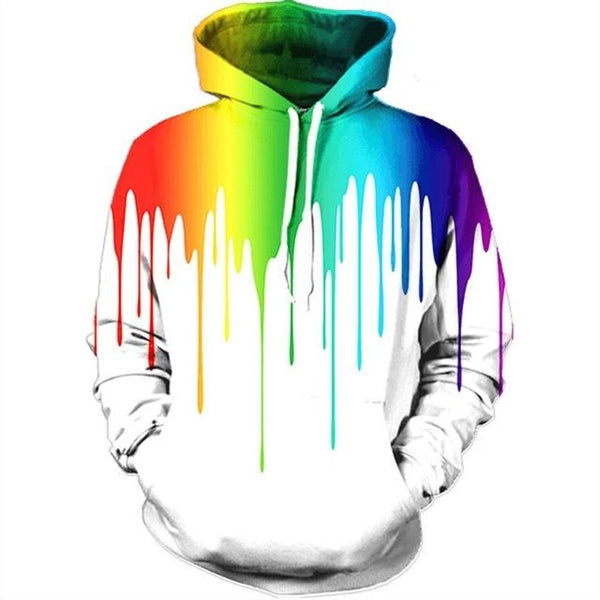 Rainbow paint drip hoodie sale