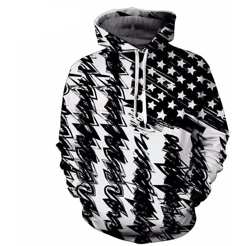 Black And White US Flag - The Hoodie Store
