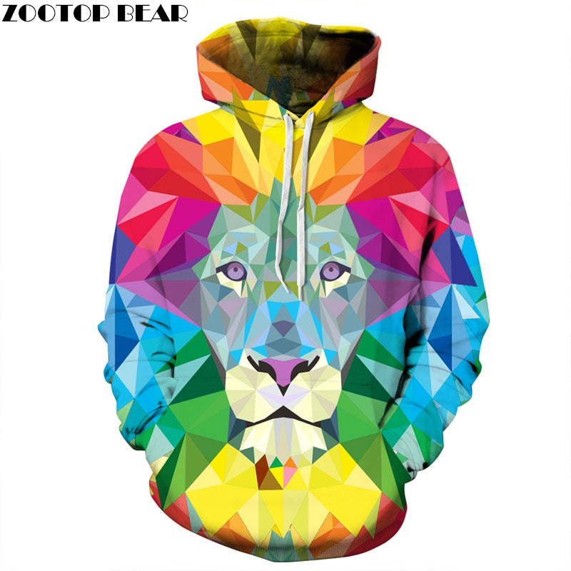 3D Colourful Lion Hoodie - The Hoodie Store