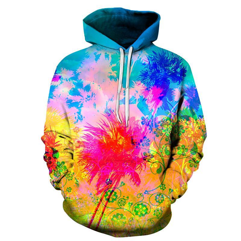 Colourful Splash Paint Floral Hoodie - The Hoodie Store