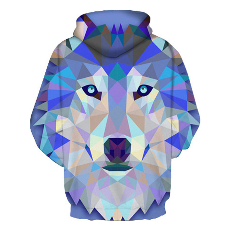 Geometric Wolf Blue Hoodie - The Hoodie Store