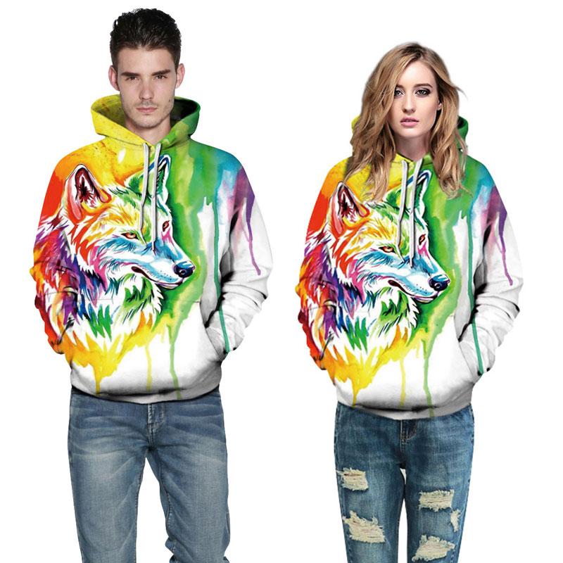 Unisex Rainbow Colour Wolf - The Hoodie Store