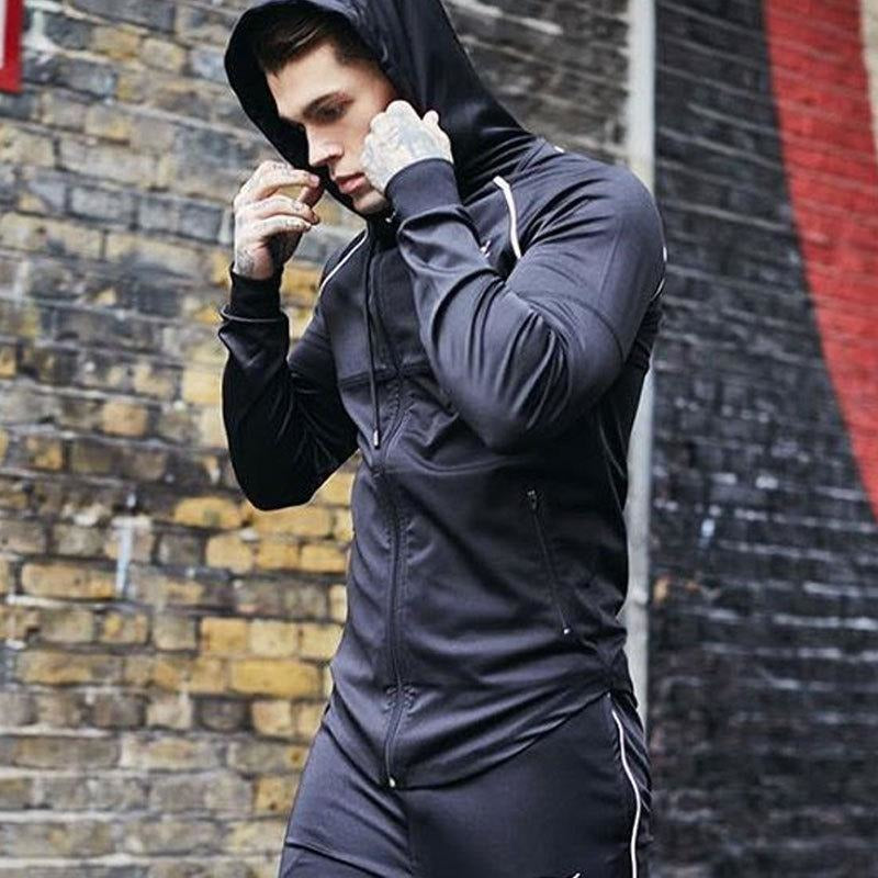 Men's Athletic Fitness Slim-Fit Zipper Jacket - The Hoodie Store