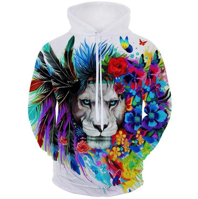 Colourful Flower Lion Hoodie - The Hoodie Store