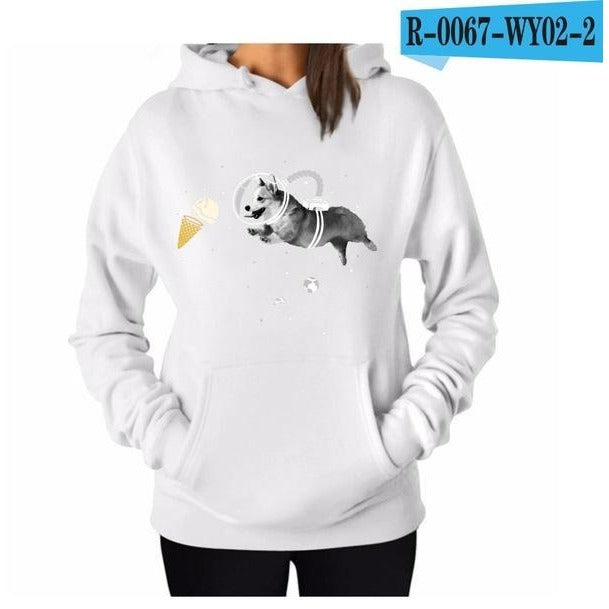 Women's Cotton Solid Colour Dog Icecream Hoodie - The Hoodie Store