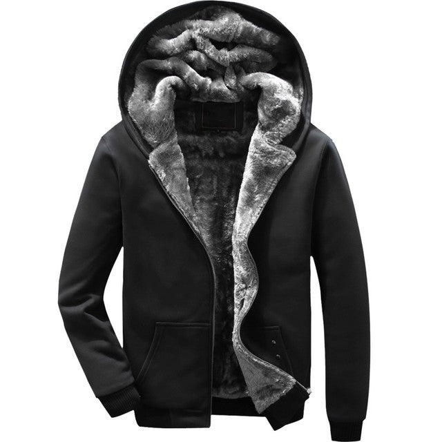 Winter Mens Hoodie with Thick Fleece Lining