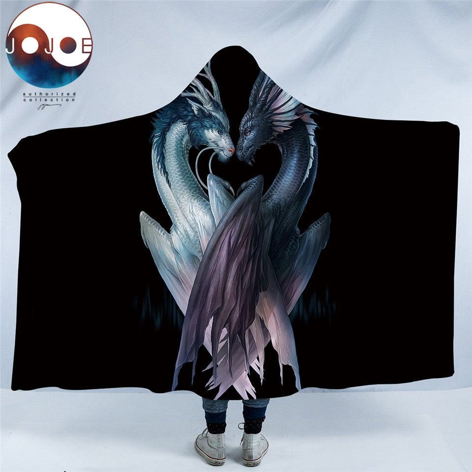 Yin and Yang Dragons Hooded Blanket - The Hoodie Store