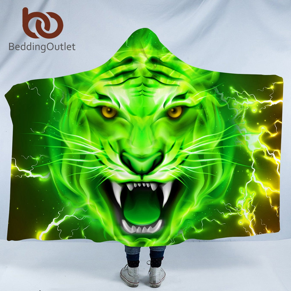 Green Tiger Hooded Blanket - The Hoodie Store