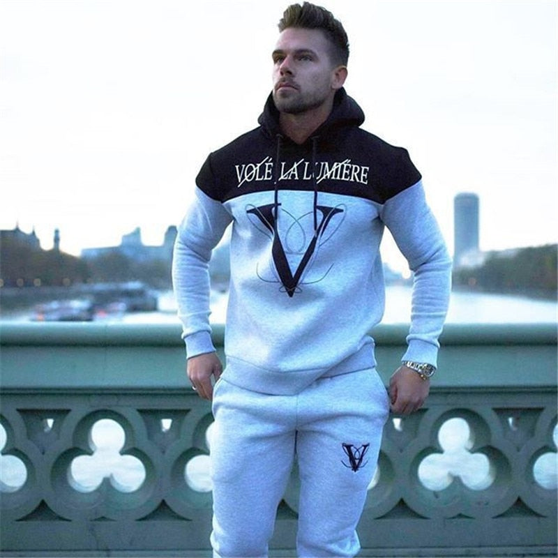 Fashion and Leisure Splicing Gym Hoodie - The Hoodie Store