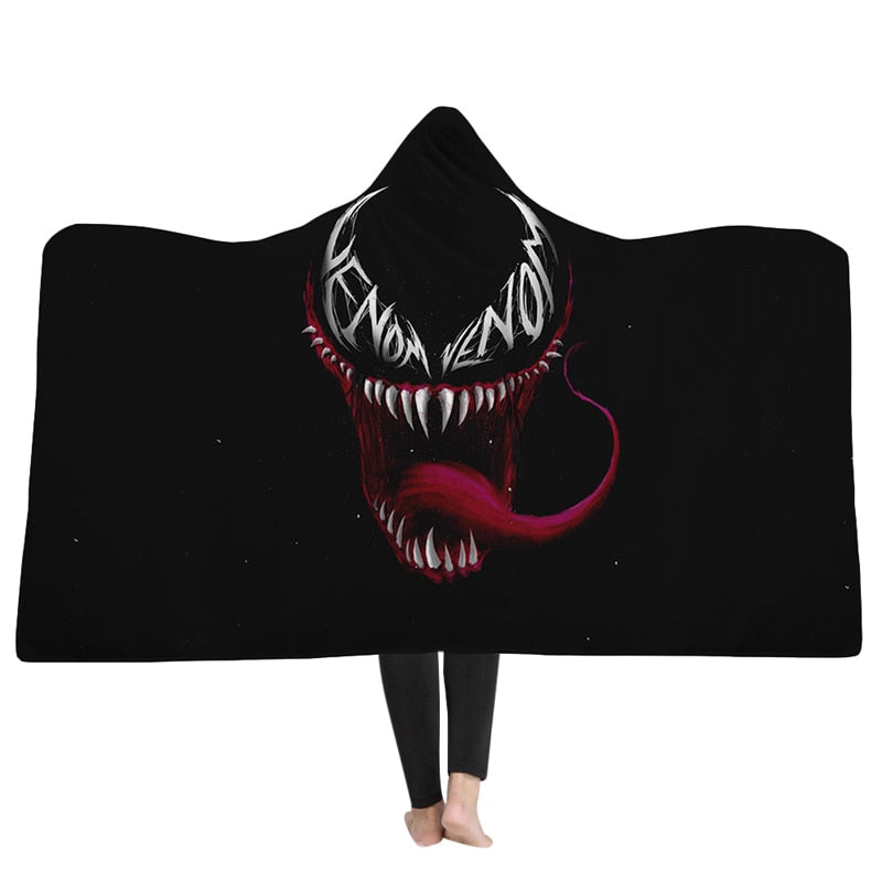 Smiling Venom Black Hooded Blanket - The Hoodie Store