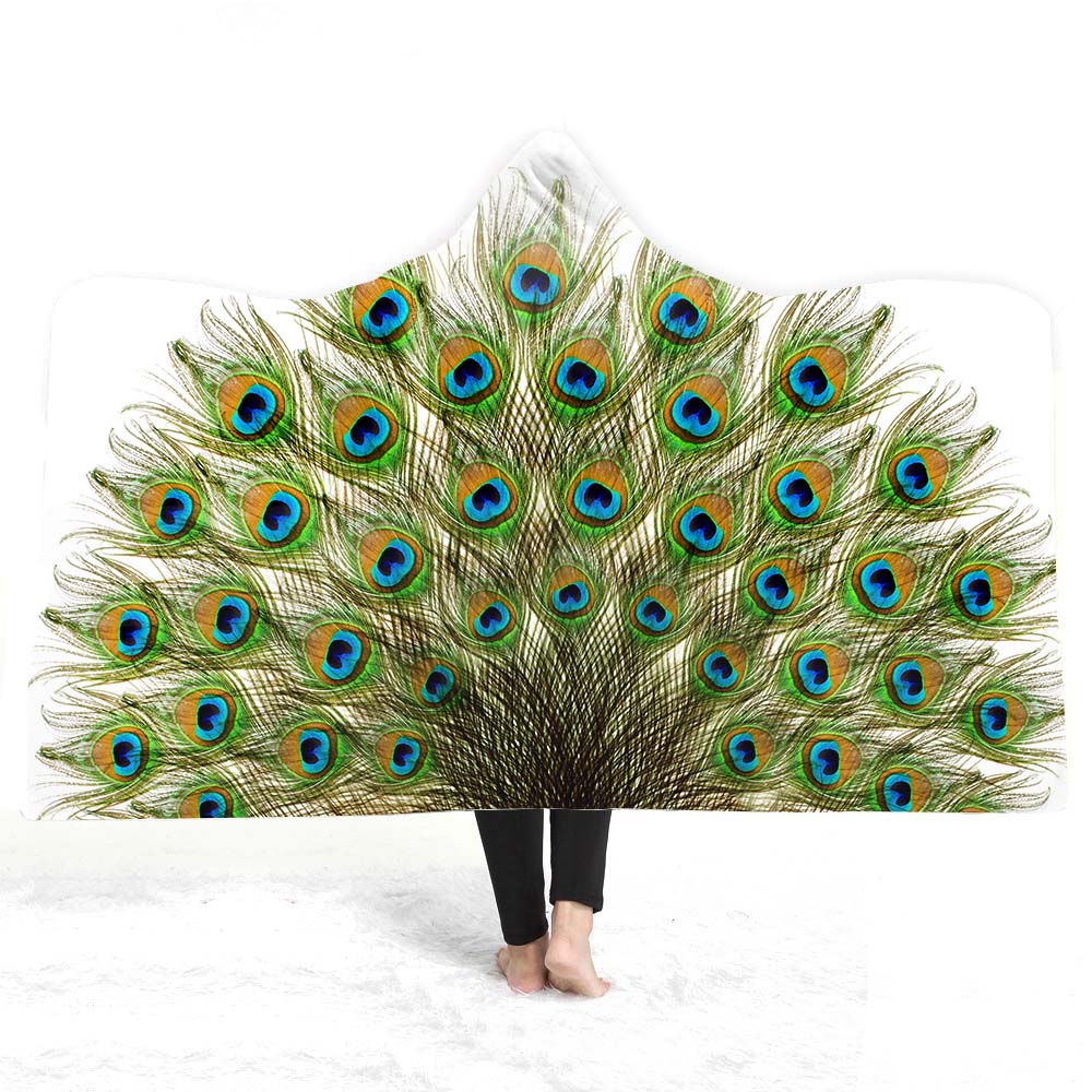 3D peacock Hooded Blanket - The Hoodie Store