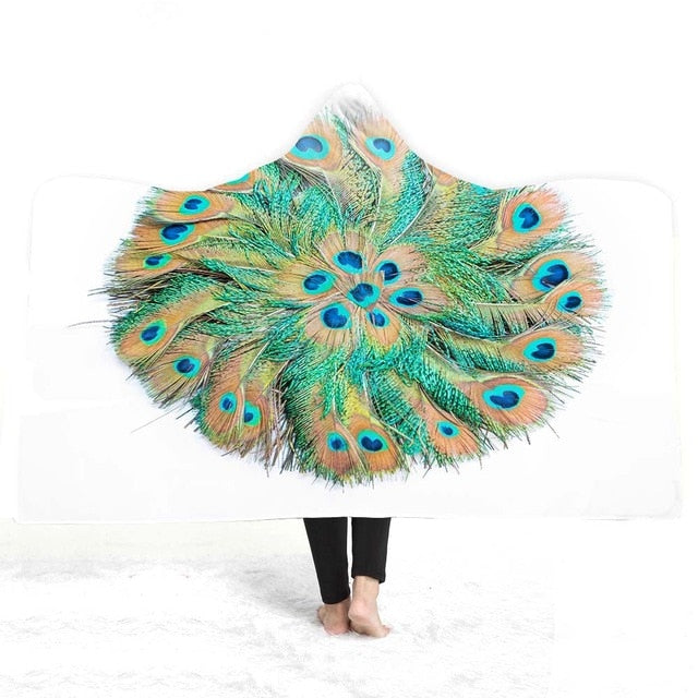 3D peacock Hooded Blanket - The Hoodie Store
