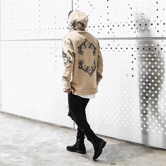 Fast Shipping Men Printing Floral Hooded Pullover