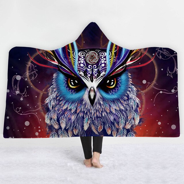 owl Monster head Hooded Blanket - The Hoodie Store