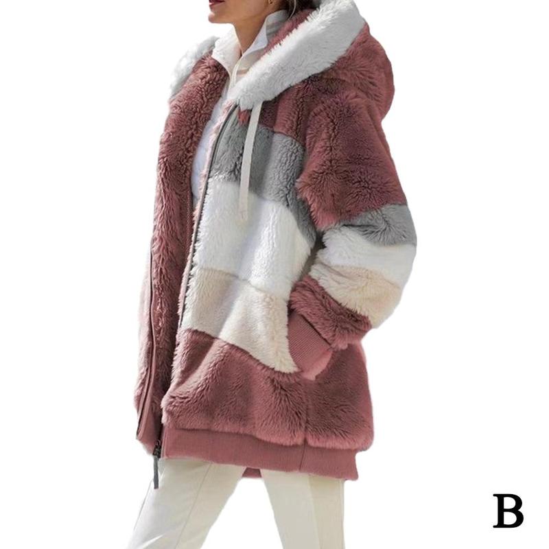 Fast Shipping Women's Warm and Plush Hooded Jacket for Winter